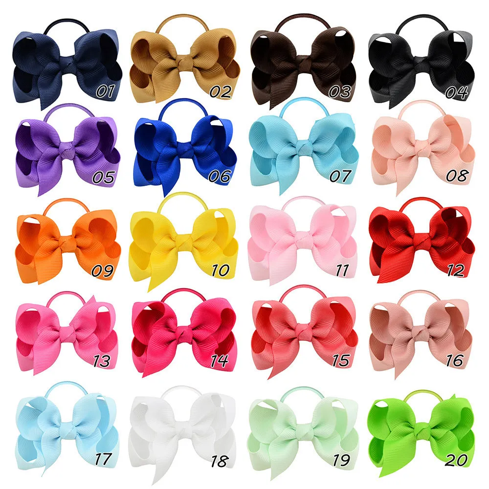 Baby Girls Grosgrain Ribbon Bows Rope Kids Bowknot Hairbands Pony Tail Holder For Children Accessories Bow elastic bandZZ