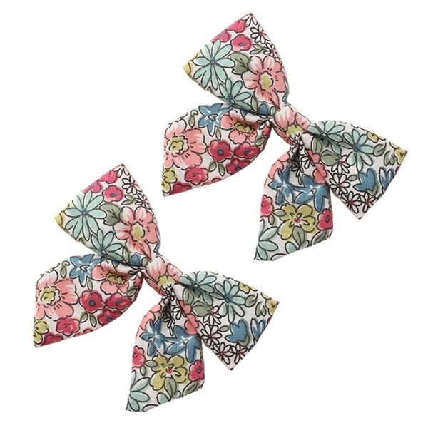 Bébé filles pinces à cheveux impression florale arcs épingle à cheveux pour enfants liberté coton Barrette enfants été cheveux accessoires 2 pièces/ensemble 211023