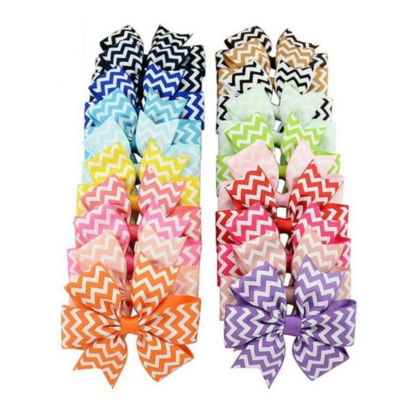 Bébé filles pinces à cheveux arcs rayés pinces à cheveux ruban gros-grain bowknot barrettes enfants épingle à cheveux bricolage enfants accessoires de cheveux 17 couleurs DW6352