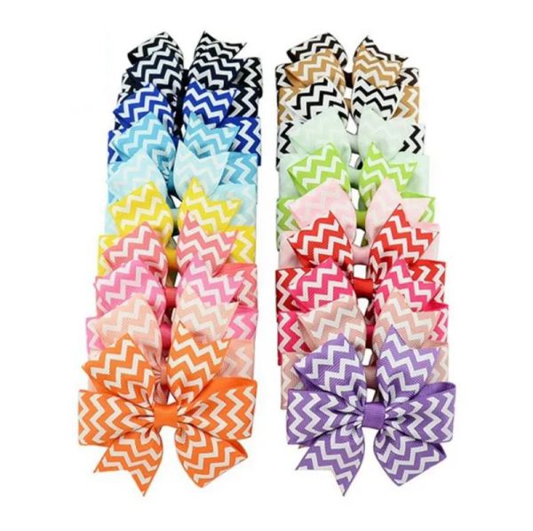 Baby Girls Hair Clips Struited Couplips Hairclips Grosgrain Ribbon Bowknot Barrettes Kids Hairpin Diy Children Accessoires 17 Couleurs DW6352 ZZ