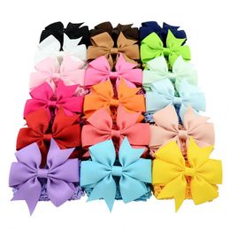 Baby Meisjes Hoofdbanden Afneembare Haarklemmen Meisjes Elastische Bowknot Hairband Wide Baby Solid Bows met Clip Headwrap Haaraccessoires