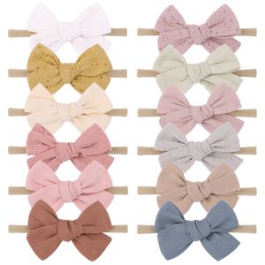 Babymeisjes hoofdbanden nylon boog vaste kleur haarbanden kinderen kinderen eenvoudige zachte haaraccessoires bowknot hoofddeksels voor peuter kha310