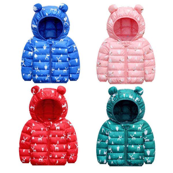 Bébés Filles À Capuche Doudounes Pour Noël Enfants Vestes Garçons Dessin Animé Veste Chaude 1-6 Ans Toddler Fille Zipper Veste Survêtement J220718