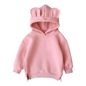 Sudaderas con capucha para bebés y niñas, suéter de lana de otoño para niños con orejas de oso, ropa de primavera para bebés, ropa infantil sólida para niños