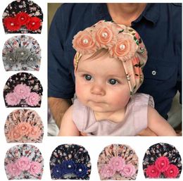 Bébés Filles Chapeaux Indiens Infant Sun Floral Pearl Caps Enfants Outdoor Slouchy Beanies Toddler Designer Imprimé Skull Caps Enfant Crochet Chapeaux