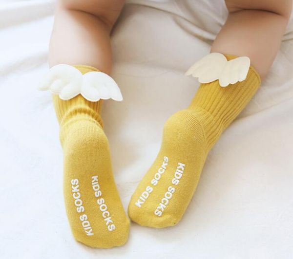 Bébé filles genou chaussettes hautes aile d'ange été automne bébé filles coton couleur bonbon solide enfants enfant en bas âge chaussettes courtes GC487