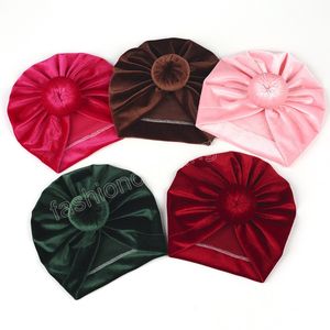 Chapeau à nœud pour bébés filles, avec Center de boule ronde, Turban doux, casquettes en velours, bonnets léopard pour enfants, accessoires de photographie