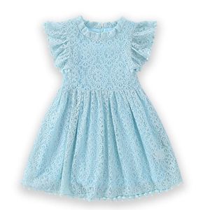 Babymeisjes kanten vlieg mouw jurk ins kinderen prinses jurken 2024 zomer mode boetiek kinderen kleding 9 kleuren