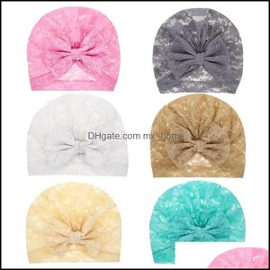 Bébé Filles Dentelle Chapeau Nouveau-Né Élastique Turban Arc Noeud Chapeaux Infant Be Mxhome Dhmcj