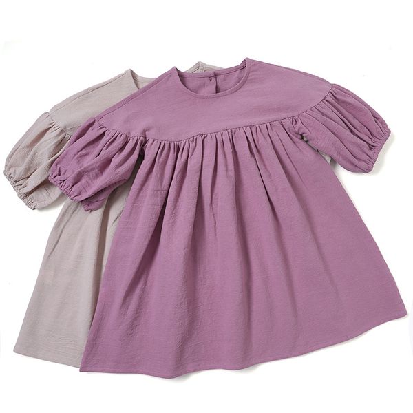 Vestido de lino para niñas, ropa para niños de otoño y primavera, vestidos informales de princesa a la moda para niños 20220301 Q2