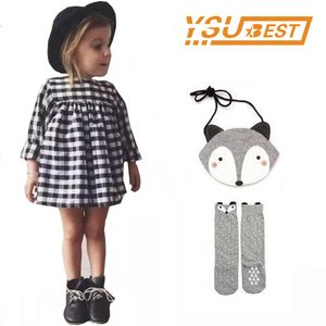 Bébé filles à manches longues Plaid enfants robes derniers modèles robe costume européen vestido enfants vêtements de fête 210429