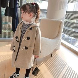 Baby Meisjes Halflange Warme Jassen Herfst En Winter Kinderkleding Koreaanse Revers Mode Overjas Kinderen Jassen Stijl 240108