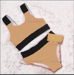 Traje de baño de una pieza para niñas, conjunto de Bikini de playa a cuadros, traje de baño, ropa de baño de verano, trajes de baño sin mangas para niñas, ropa