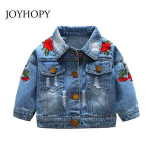 Baby Meisjes Bovenkleding Jassen Pasgeboren Zuigeling Baby Jeans Jas voor Girl Ripped Uitloper Bebes Borduurwerk Denim Jassen G1026