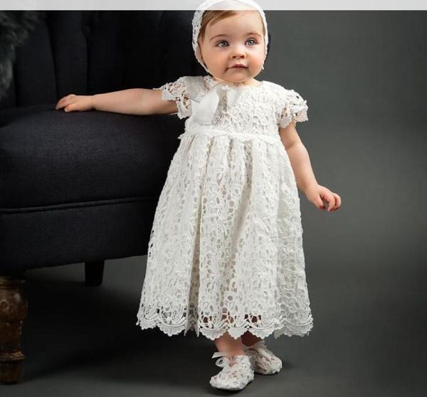 Vestidos de fiesta para niñas, vestido bordado de crochet hueco de encaje para niños, vestido de fiesta de cumpleaños para bebés de 1 año, vestido de bautismo para niños pequeños con sombrero8283201