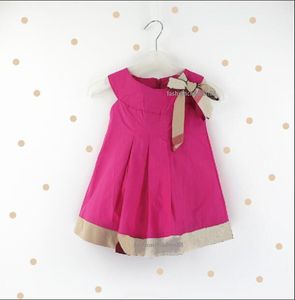 Baby Meisjes Plaid Princess Dress Merk Zuigeling Kinderkleding Peuter Kinderen Lattice Bow Designer Jurken