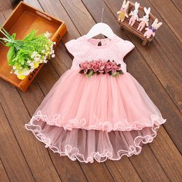 Babymeisjes prinses jurken 2022 Nieuwe modekleding pasgeboren baby meisje bloemen gaas feestjurk kind casual kostuums