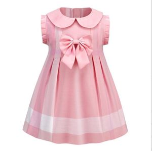 Bébé Filles Princesse Robes D'été Enfants Col Rabattu Robe Avec Bowknot Enfants Rose À Manches Courtes Jupes Enfant Jupe 3-8 Ans