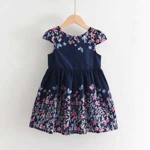 Baby meisjes prinses jurken zoete zomer kids baby vlinder print vestidos mouwloze kinderen ruches partij kostuums 3-7Y G1026