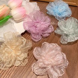 Babymeisjes prinses haarspelden clips zoete kunstmatige bloemen maashaarspelden barettes versierde haaraccessoires