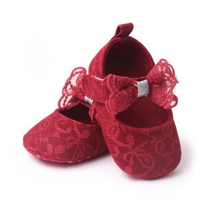 Babymeisjes prinsesschoenen kanten boog eerste wandelaars zachte bodem pasgeboren bebe schoenen