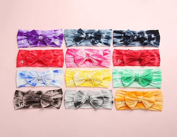 Baby Girls Rainbow Tie Dye Bow Bandbands 2020 Nouveaux bandes de cheveux à nœuds stretch-nylon doux enveloppe pour les tout-petits nouveau-nés turban 3530239