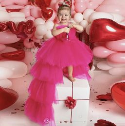 Bébé filles rouge traînant arc dentelle princesse robe élégante fête de mariage 2 8 ans anniversaire robe de bal robes de demoiselle d'honneur enfant vêtements 240131
