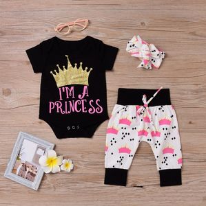 Mamelucos para niñas bebés con letras impresas bebés recién nacidos ropa de una pieza + diadema + pantalón 3pcs / set mono de fiesta de cumpleaños de Navidad para niños pequeños