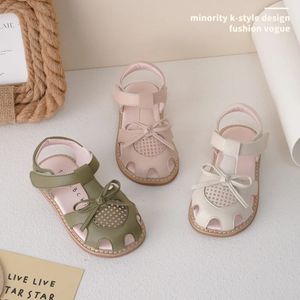 Bébé filles sandale princesse chaussures enfants sandale plate pour fille enfants doux à bout fermé chaussure décontractée rose blanc vert enfant en bas âge chaussures 240304