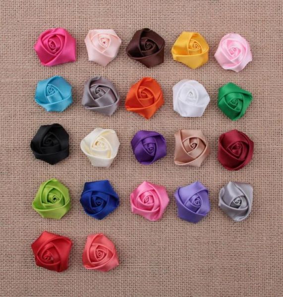 Bébé Filles Ruban De Satin Multicouches 3D Tissu Rose Fleurs Pour bandeaux corsage Enfant DIY Accessoires De Coiffure De Noël 22 col9380946