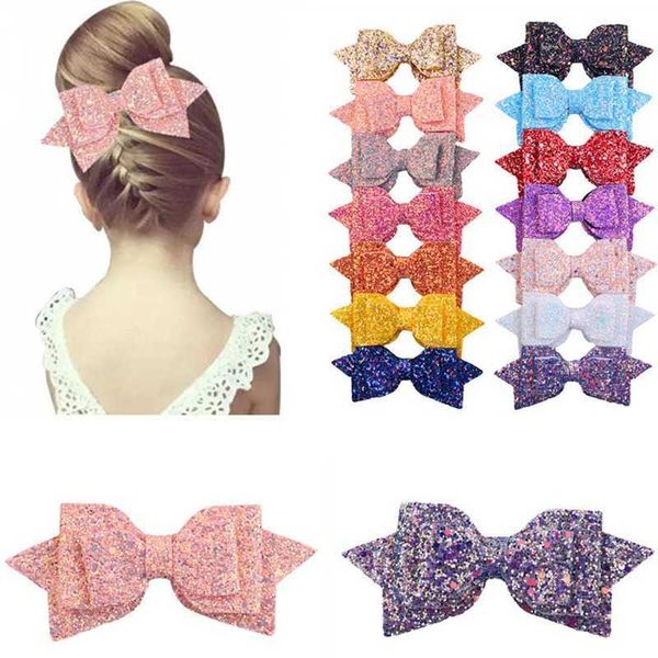 Bébé Filles Sequin Arc Clips 5 Pouces Brillant Sirène Arc Pinces À Cheveux Enfants Enfants Barrettes Coiffe Filles Cheveux Accessoires 14 Couleurs