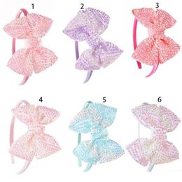 Baby Meisjes Sequin Bow Bow Hairbands Princess Boutique Diamond Haaraccessoires Meisje Plastic Haarbanden Bogen Haar Stokken 6 Kleuren