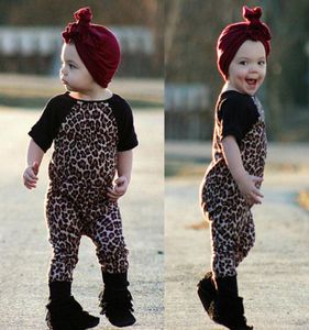 Bébé filles à manches courtes léopard barboteuse enfants combinaisons enfant en bas âge vêtements mignon infantile body Boutique Onesies vêtements 8287721