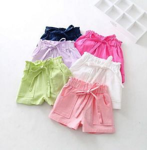 Bébé filles shorts Candy Color enfants pantalons courts coton lin enfants shorts filles d'été vêtements enfants vêtements 6 couleurs DHW2764