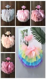 Cabalde de niñas Baby Girl Infant Tutu Skirt Headband 2 PPCS Sets Recién nacidos Bloos Bloomers Rainbow Vestidos cortos Pañales Cubierta 11 COLO4403323
