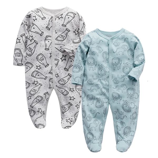 Bébé filles dormeurs pyjamas bébés nés garçons combinaisons 2 PCSlot infantile pyjama vêtements de nuit 0 3 6 9 12 mois vêtements 240313