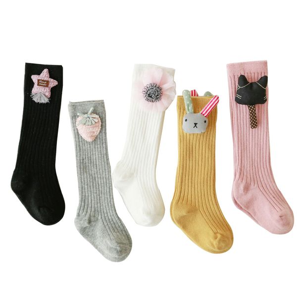 Bébé Filles Chaussettes Rayé Genou Chaussette Bande Dessinée Scoks Animal Jambières Haute Qualité Bébé Filles Chat Lapin étoile Genou Haute Pour 0-3T A9988