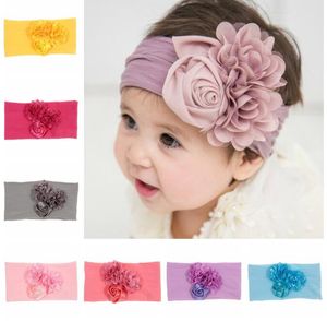 Babymeisjes Soild Color Big Chiffon Flower Headband Big Floral Headbands Hair Band voor kinderkinderen Girls