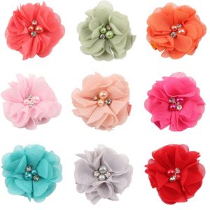 Baby Girls Solid Color Flower Hair Clips Accesorios para el cabello para niños Pearl Crystal Swear Barrettes Barretes para niños recién nacidos Decoración