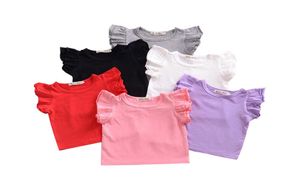 Baby Girls Shirts Solid 6 couleurs à manches à volants Tops Kids Casual Clothes Girls Lace Tshirts Summer Baby Toddler Teens Vêtements 06064264602