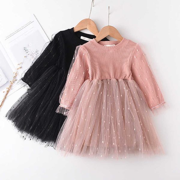 Bébé filles printemps hiver à manches longues tutu dentelle robes infantile nouveau-né fête d'anniversaire vêtements robe à paillettes tenue décontractée Q0716