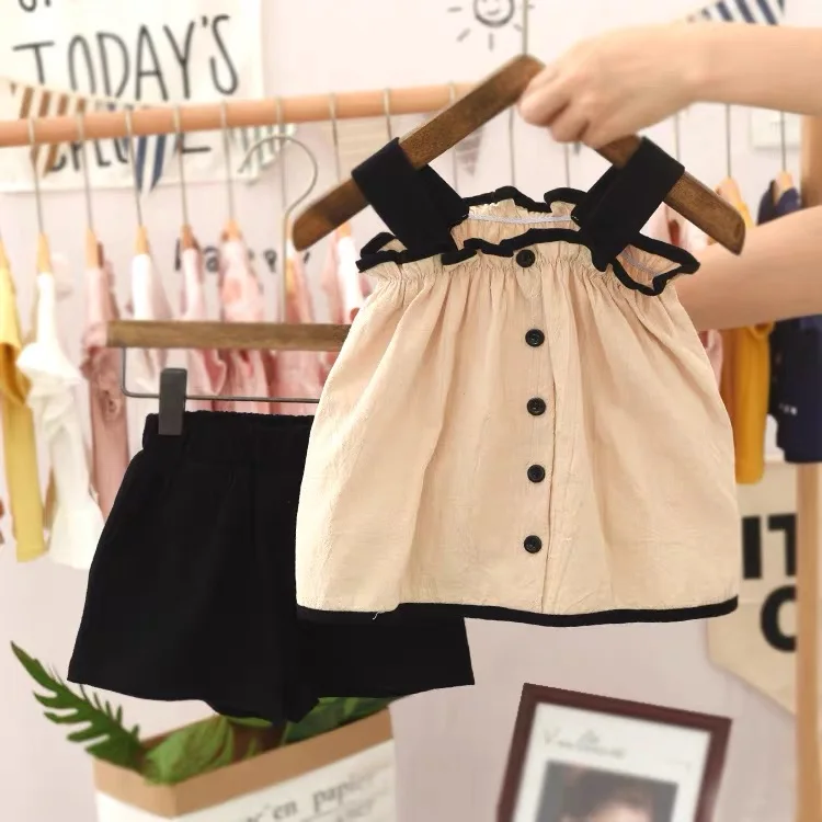 Baby Girls' Suits Summer 2023 Baby Children's Suspenders + Shorts Two-piece Children's Suit Skirt Girls Outfits