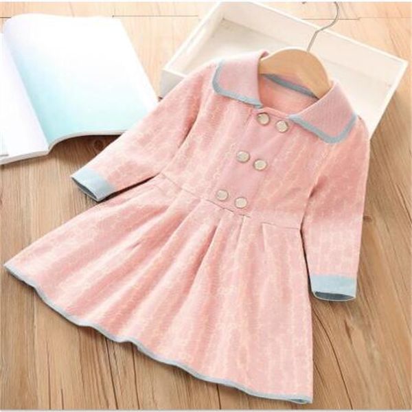 Vestido de suéter para niñas bebés Otoño Invierno Vestidos de manga larga de punto Letras impresas Abrigo para niños Vestido de princesa Diseñador Ropa para niños