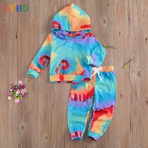 Baby Girls Suéteres Ropa para niños Conjunto de pantalones para niños Top Pantalones 2pcs Tie tinte Traje de tinte Traje Traje de equipo Traje Traje Jogging 4T Conjuntos