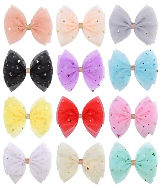 Baby Girls Tulle Star Barrettes horquillas Hair Bow Barrette Kids Paillette Horquilla Clips con arcos Bling Accesorios para el cabello 2102 T27868331