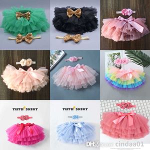 Baby Girls Tutu Dress Bow Gauze Pantsskirts Diseñador Niños con diadema PP Faldas Vestidos de princesa Ropa de bebé 0-3T