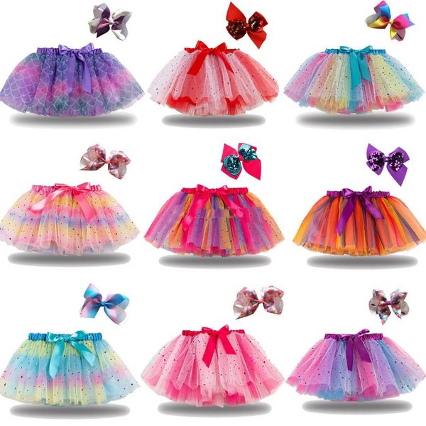 Bébé filles tutu robe bonbons arc-en-ciel couleur bébés jupes avec bandeau ensembles enfants vacances robes de danse tutus 21 couleurs