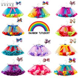 Bébé filles Tutu robe bonbons arc-en-ciel couleurs petits enfants jupes avec bandeau ensembles enfant en bas âge vacances robes de danse CPA4233