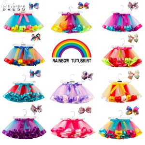 Baby Girls Tutu Dress Candy Rainbow Colors Little Kids Jirts with Bandband ensembles Toddler Holidays Dance Robes CPA4233