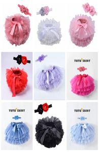 Baby Meisjes Tutu Rok Hoofdband Set Peuter Ruche Tule Luierhoezen 624 Maanden effen kleur Zachte Tule Bloomers5047589